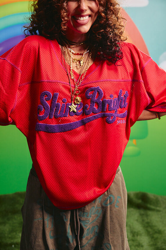 The Shine Bright Mesh Tee - Red
