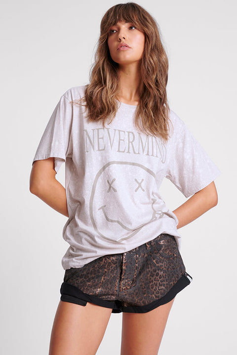 Nevermind Hand Dyed Raindrop Boyfriend Tee - Stone