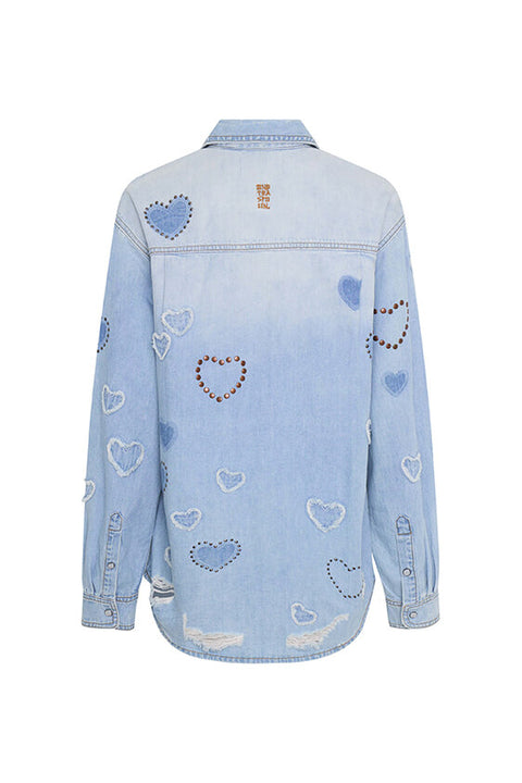 Studded Blue Heart Everyday Denim Shirt