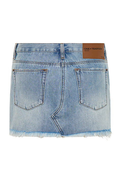 Junkyard Relaxed Denim Mini Skirt - Blue Tobacco