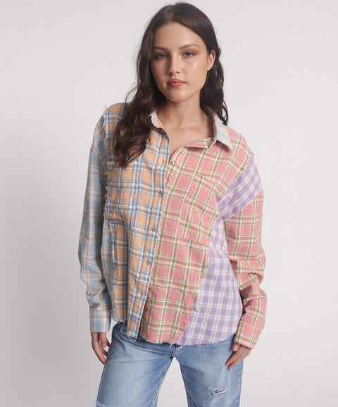 Patchwork Cotton Check Shirt