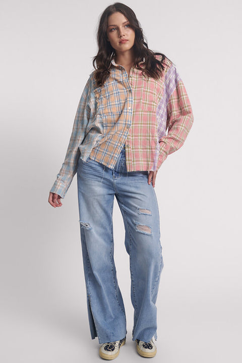 Patchwork Cotton Check Shirt