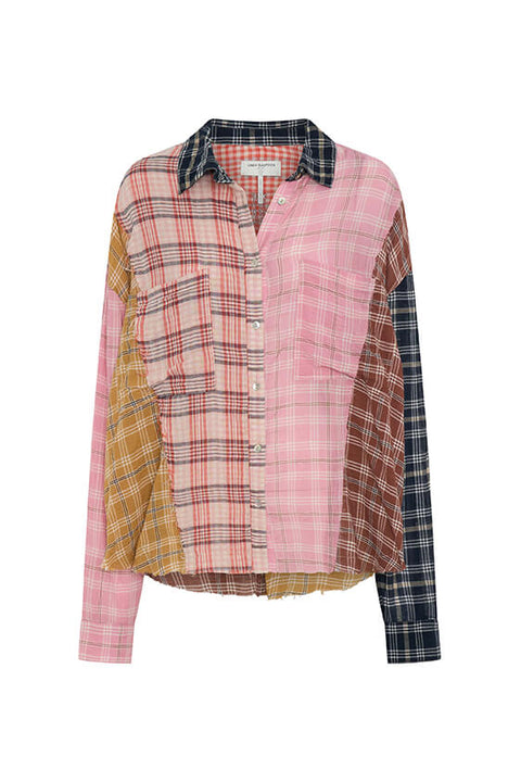 Panelled Flannel Oversized Shirt - Multi