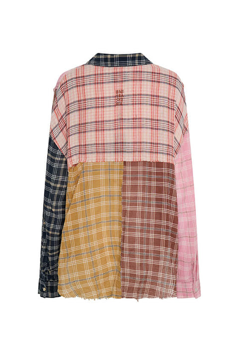 Panelled Flannel Oversized Shirt - Multi