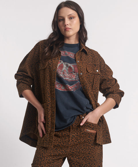 Cheetah longline Denim Jacket
