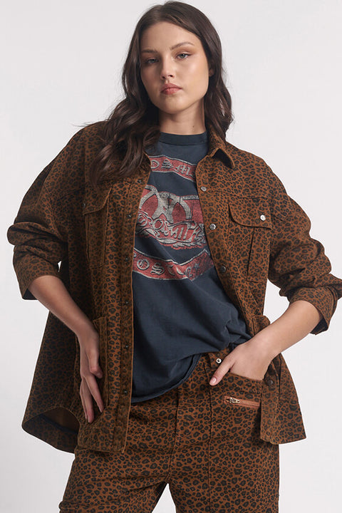 Cheetah longline Denim Jacket