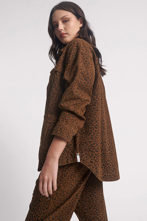 Cheetah longline Denim Jacket