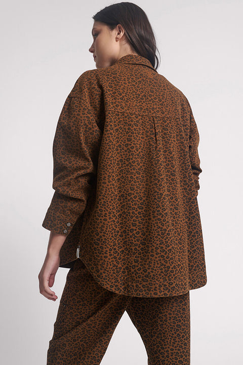Cheetah longline Denim Jacket