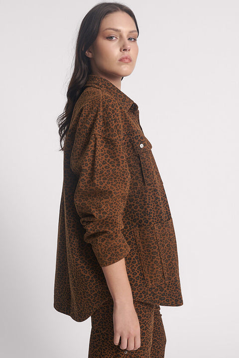 Cheetah longline Denim Jacket