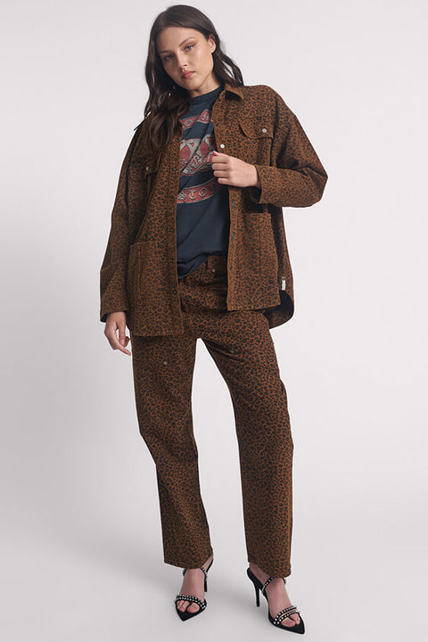 Cheetah longline Denim Jacket