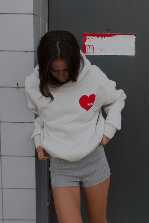 Heart Hoodie - Grey and Red