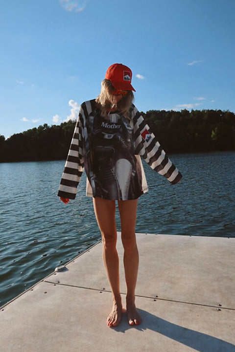 Mother Striped Mesh Long Sleeve