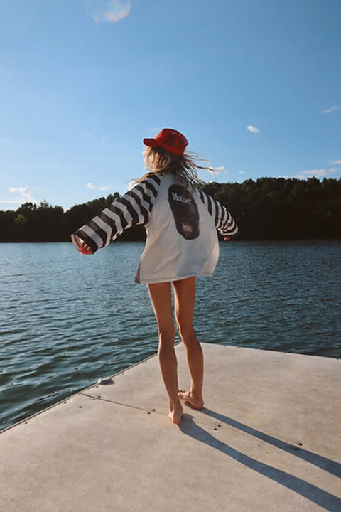Mother Striped Mesh Long Sleeve