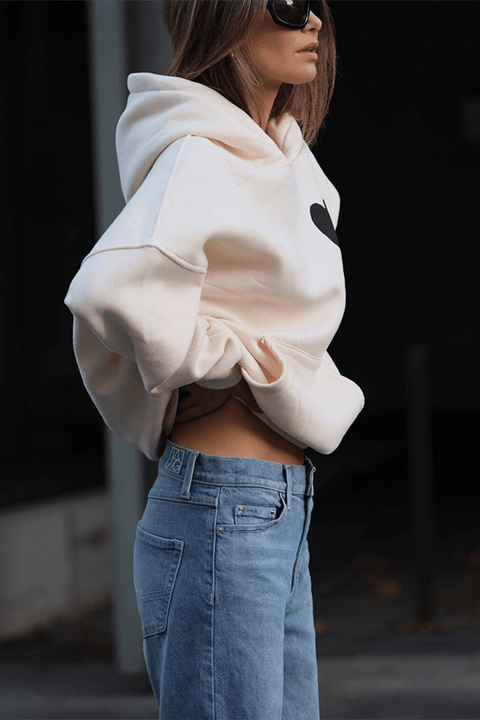Heart Hoodie - Butter and Black