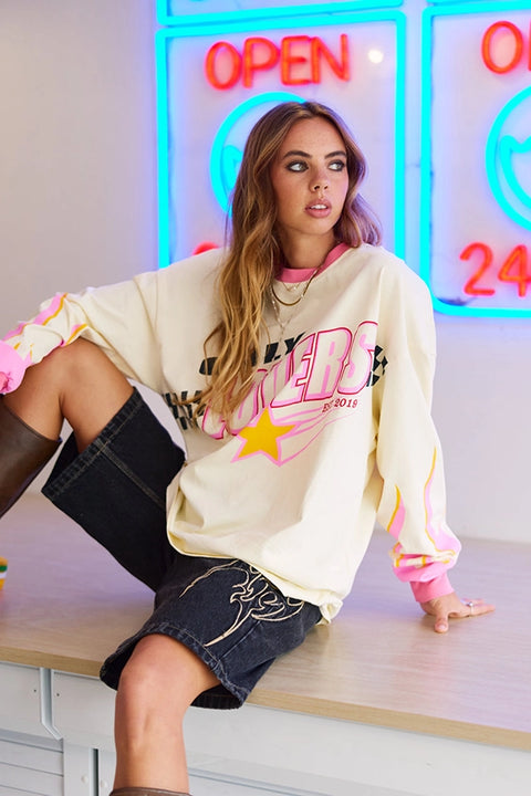 Moto Long Sleeve Tee - Cream