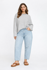 Bloom Long Sleeve Top - Ash Stripe
