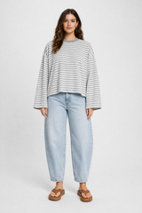 Bloom Long Sleeve Top - Ash Stripe