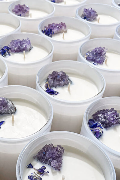 Amethyst Crystal Candle - White Jar