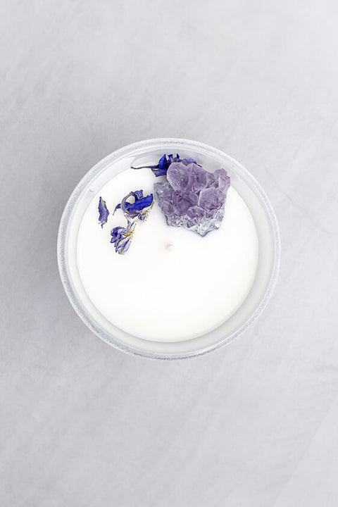 Amethyst Crystal Candle - White Jar