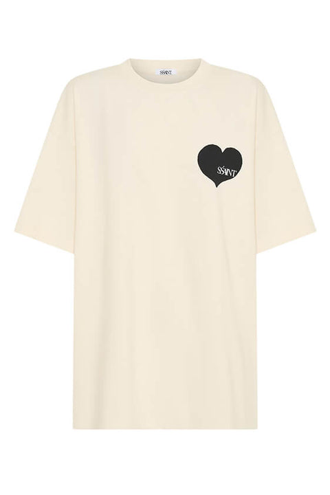 PRE-ORDER - SŚAINT Heart Tee - Cream & Black