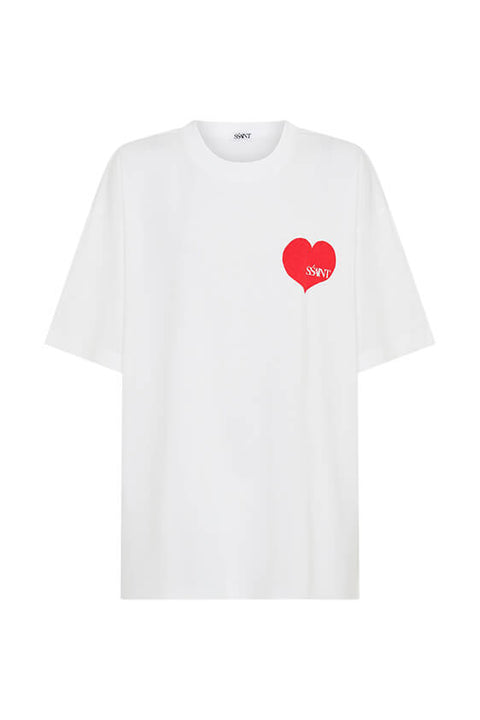 PRE-ORDER - SŚAINT Heart Tee - White & Red