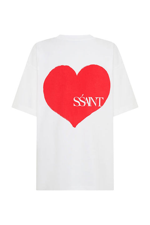 PRE-ORDER - SŚAINT Heart Tee - White & Red