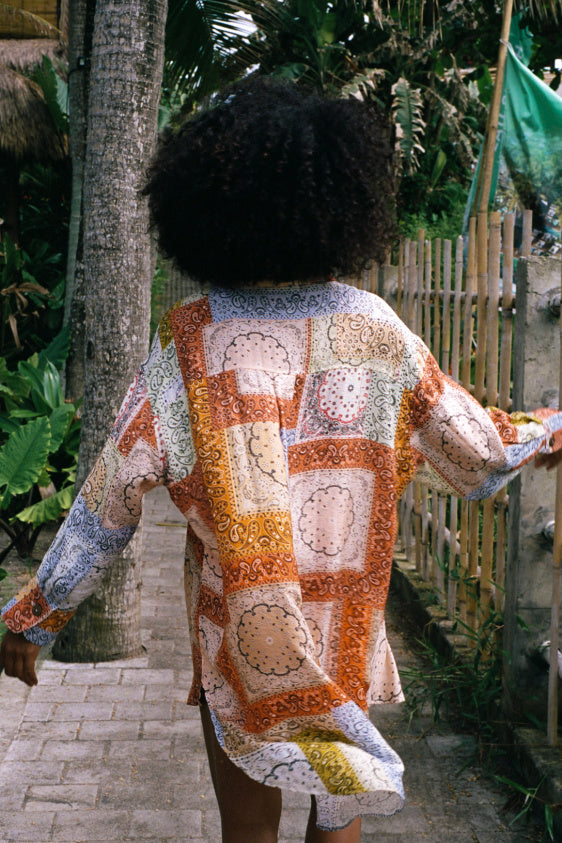 Classic Oversized Boyfriend Shirt - Paisley Patchwork