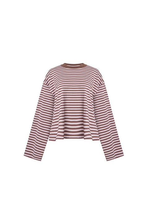 Bloom Long Sleeve Top - Chocolate Blush Stripe