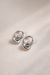 Silver Heart Huggie Earrings