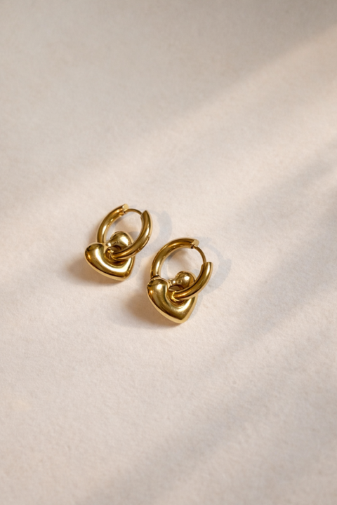 Gold Heart Huggie Earrings