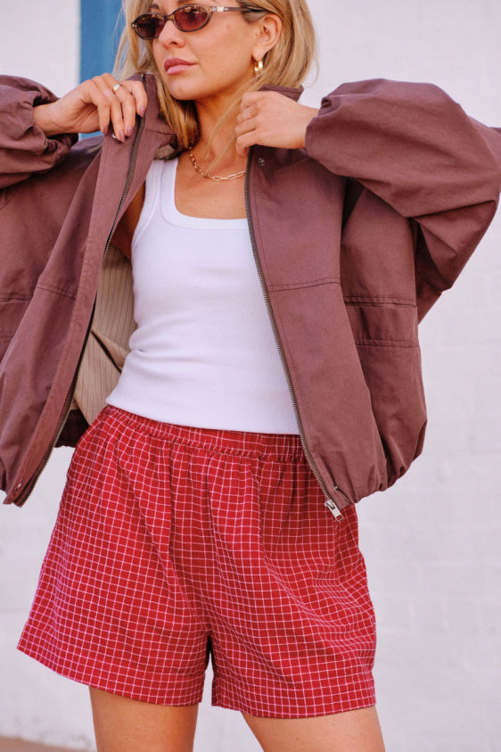 Mila Short - Textured Red Check