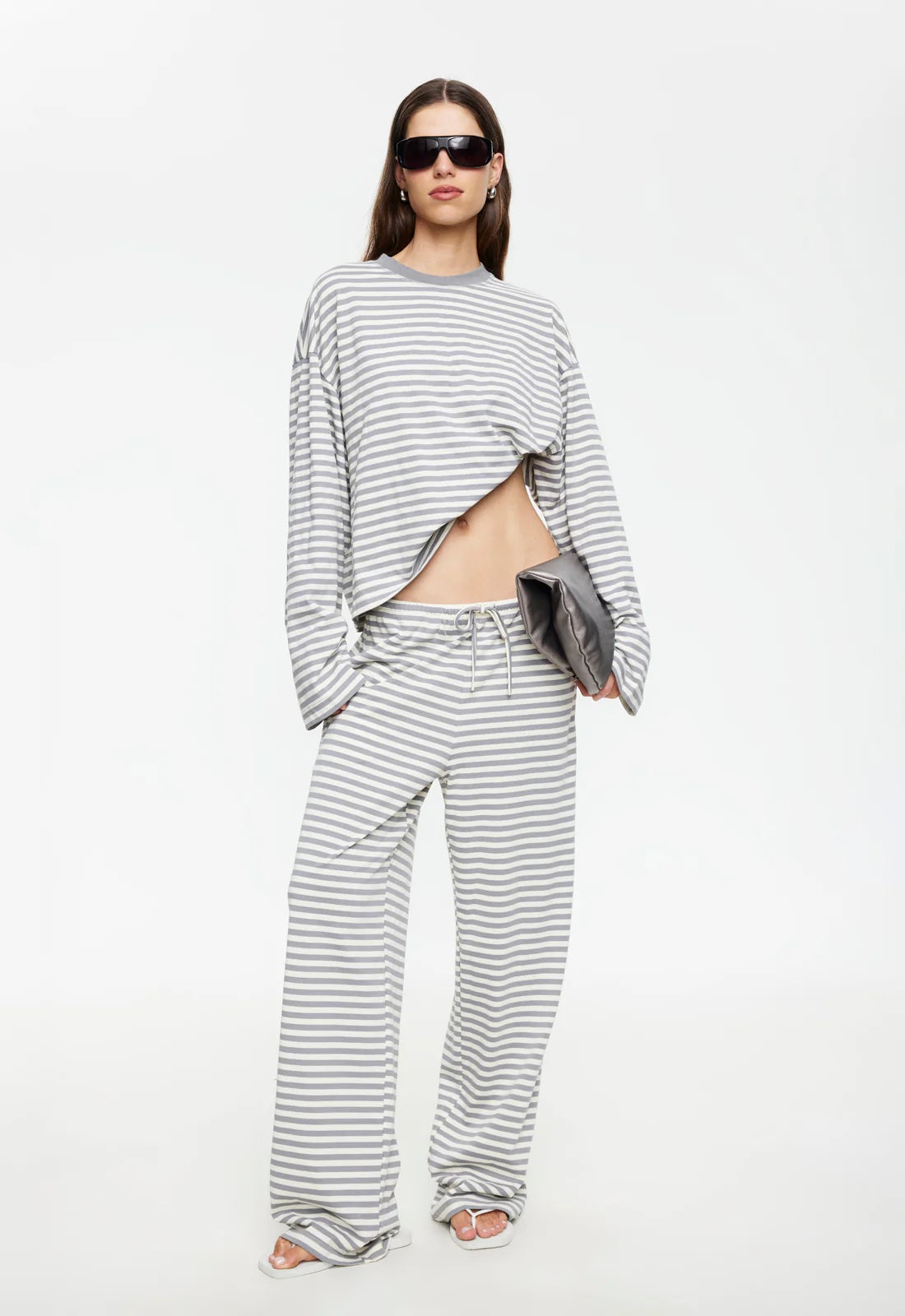 Bloom Long Sleeve Top - Ash Stripe