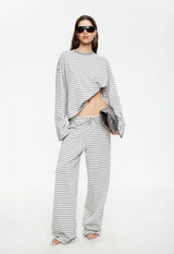 Bloom Long Sleeve Top - Ash Stripe