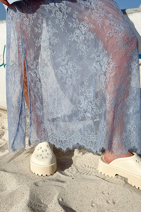 Daintree Lace Skirt - Dusty Blue
