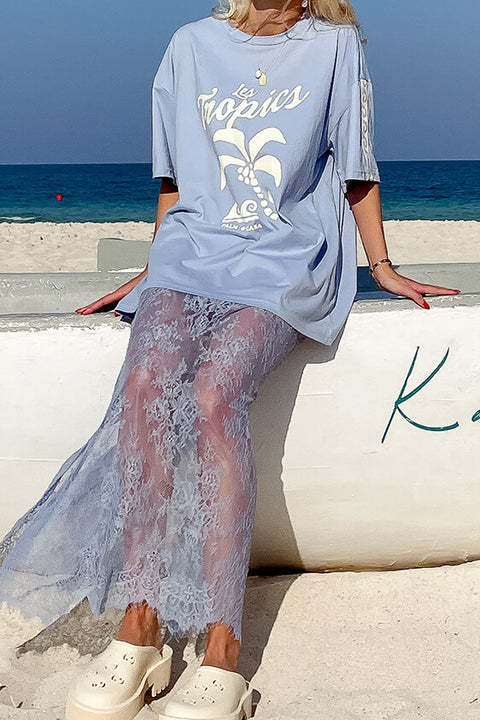 Daintree Lace Skirt - Dusty Blue
