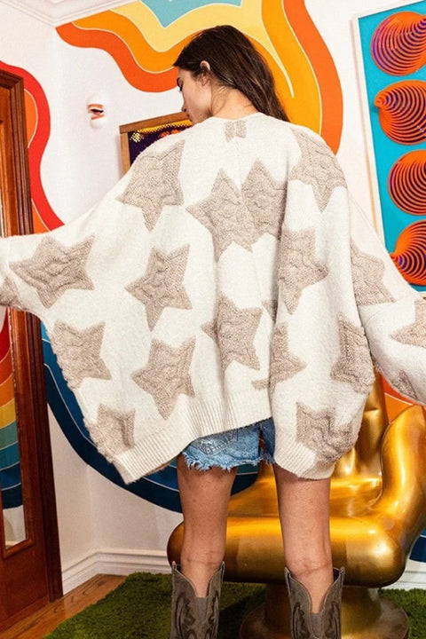 Oversized Star Cardigan – Oatmeal and Mocha