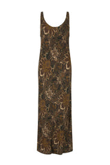 Damask Bias Dress - Walnut Brown