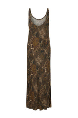 Damask Bias Dress - Walnut Brown