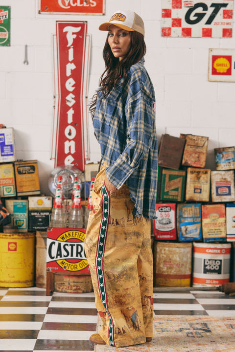 Horse Power Flannel - Blue