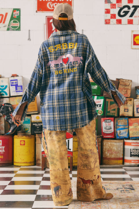 Horse Power Flannel - Blue