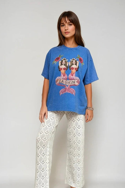 Oversized Mermaid Tee - Light Blue