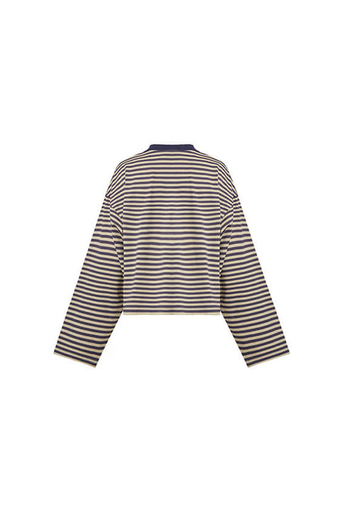 Bloom Long Sleeve Top - Beige Stripe