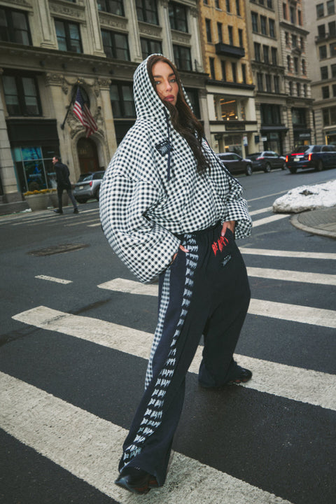 Be Happy Gingham Padded Bomber