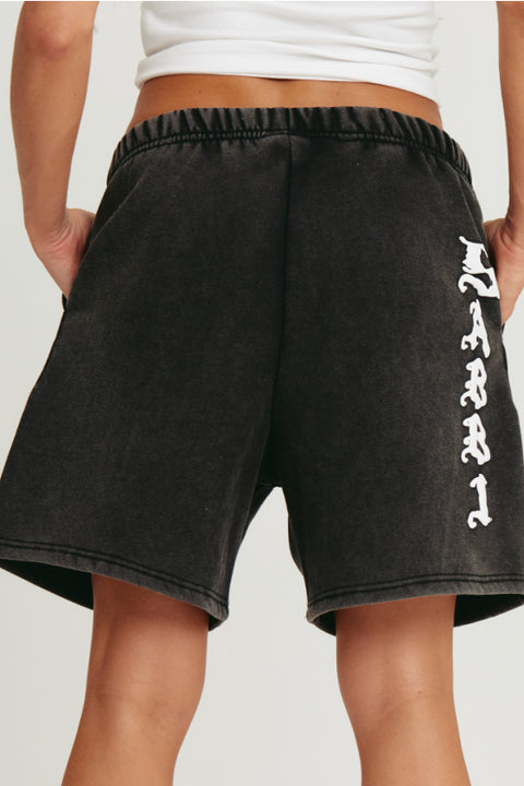 The Happy Hibiscus Trackie Short - Black