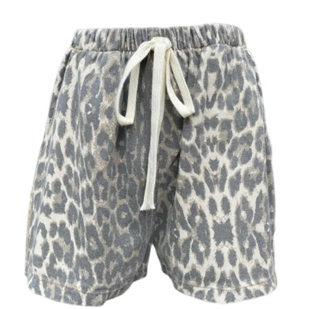 Leopard Denim Racer Shorts