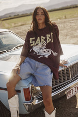 The Rhinestone Word Tee - Aubergine
