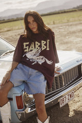The Rhinestone Word Tee - Aubergine