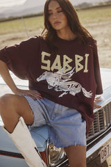 The Rhinestone Word Tee - Aubergine