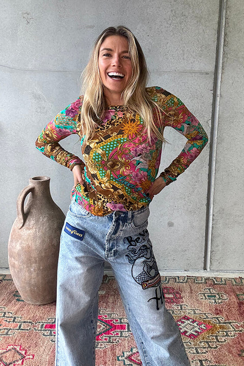 Lovers & Dreamers Long Sleeve Mesh Top - Cosmos Pink