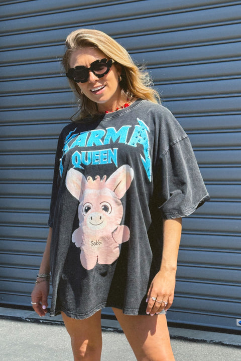 Karma Queen Bling Tee - Black